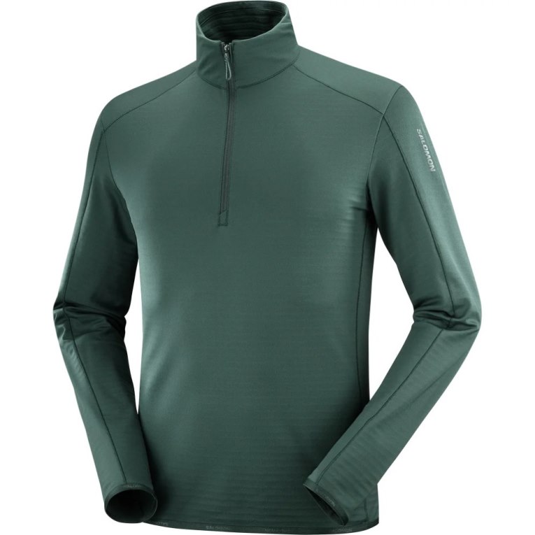 Moletom Salomon Essential Lightwarm Half Zip Masculino Verdes | PT Z61840